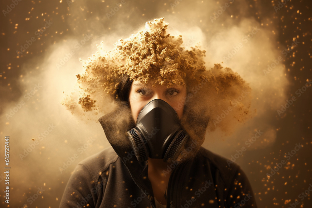 Dust allergy Visual representation of a person coughing or wearing a mask to protect against