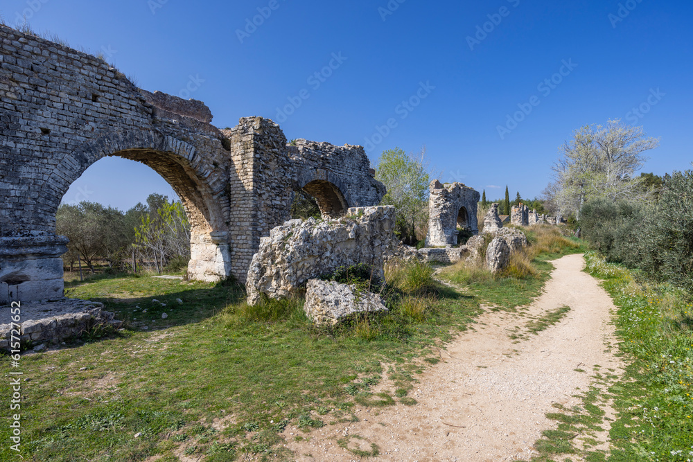 Barbegal aqueduct (Aqueduc Romain de Barbegal) near Arles, Fontvieille, Provence, France