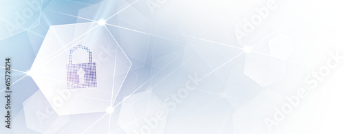 internet digital security technology concept for business background. Lock on circuit board
