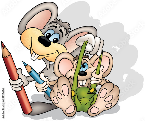 Two Funny Mouses Holding Cr...