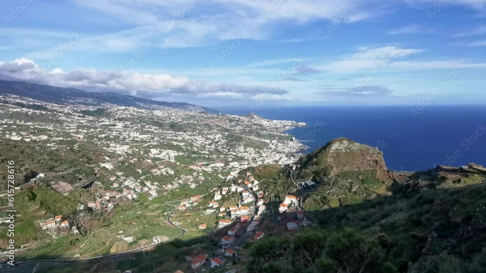 Aerial view of the city of Funchal and Camara de Lobos, tourist and iconic city on the island of Madeira, in Portugal Aerial view of the city of Funchal and Camara de Lobos, tourist and iconic city on the island of Madeira, in Portugal
