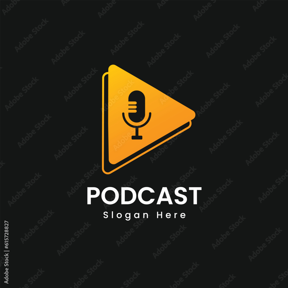 Podcast logo design with media icon vector template Podcast logo design with media icon vector template