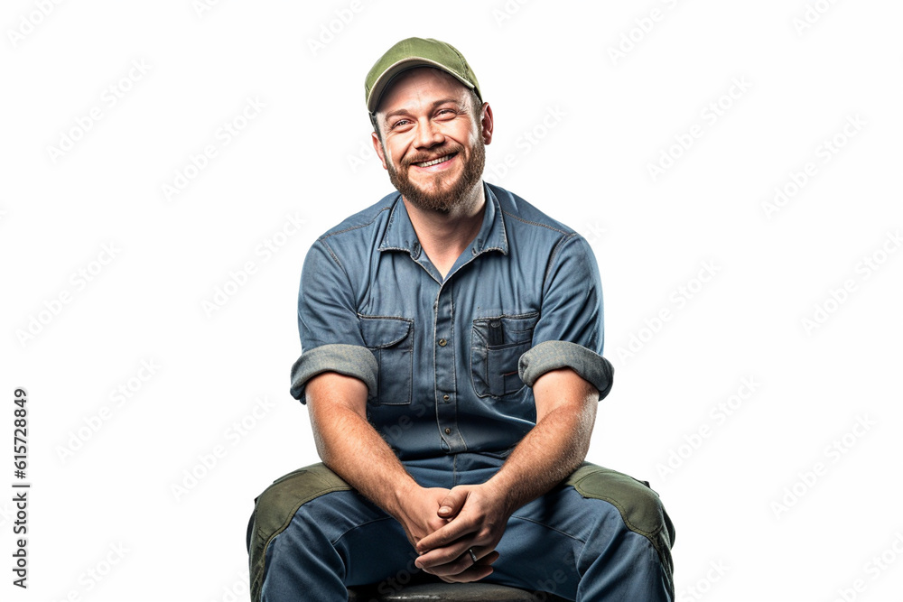 a happy mechanic isolated over white background with Generative AI a happy mechanic isolated over white background with Generative AI