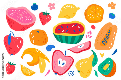 Big vector fruit collection
