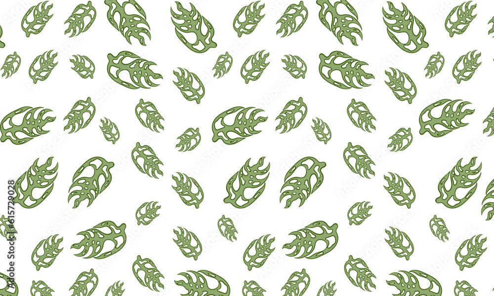Fototapeta premium Seamless pattern with monstera leaves on a white background.