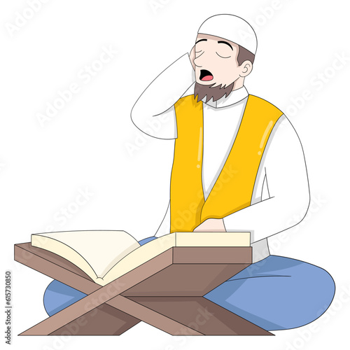 man is reading the holy quran with a beautiful voice