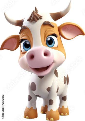 Tela Cute cow in 3D style .