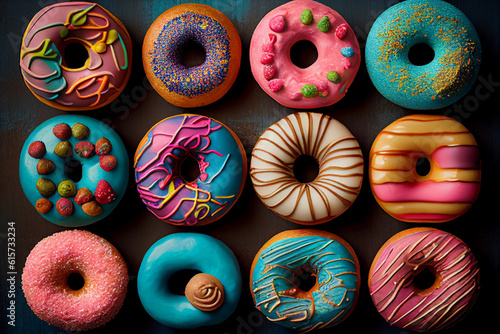 Donuts round sweets. AI Generated