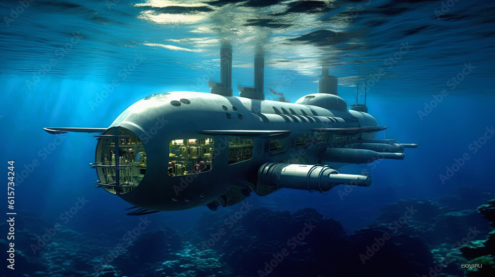 Fototapeta premium submarine, rescue operation, great depth, ai generative