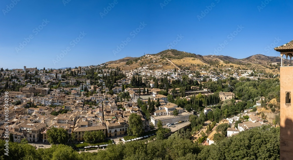 A scenic view of the Albacin district of Granada from the Alhambra