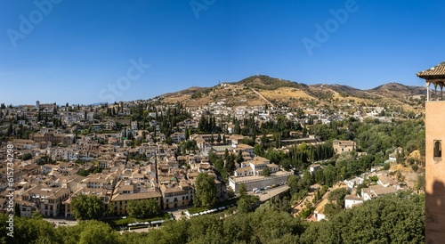 A scenic view of the Albacin district of Granada from the Alhambra