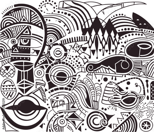 Abstract pattern in native African style. Vector illustration. Traditional African abstract painting