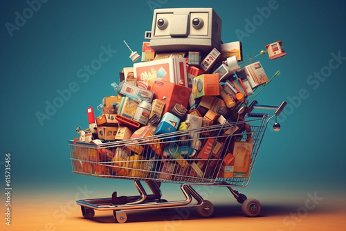 Shopping addiction Generative AI photo