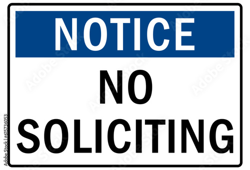 No soliciting warning sign and labels