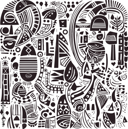 Abstract pattern in native African style. Vector illustration. Traditional African abstract painting