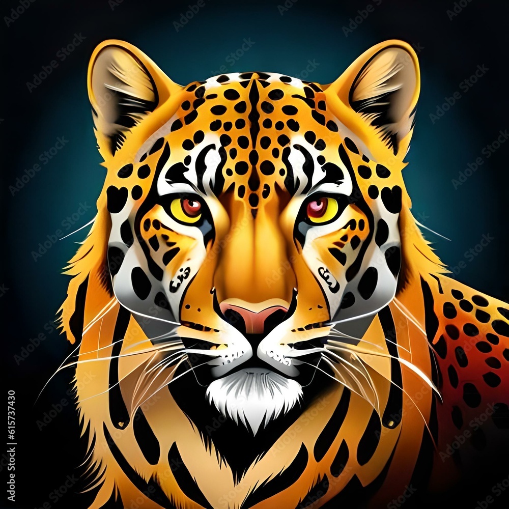 Portrait of a leopard, digital illustration Portrait of a leopard, digital illustration