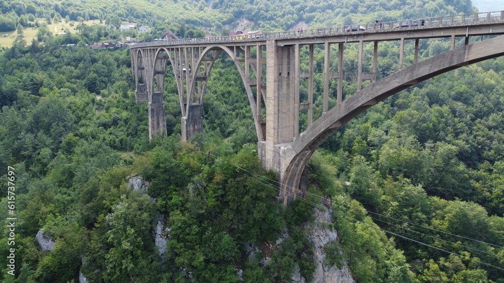 Tara River and bridge, Montenegro. Aerial view. Tara River and bridge, Montenegro. Aerial view.