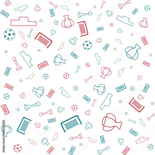 Different football silhouettes seamless pattern. Vector background.