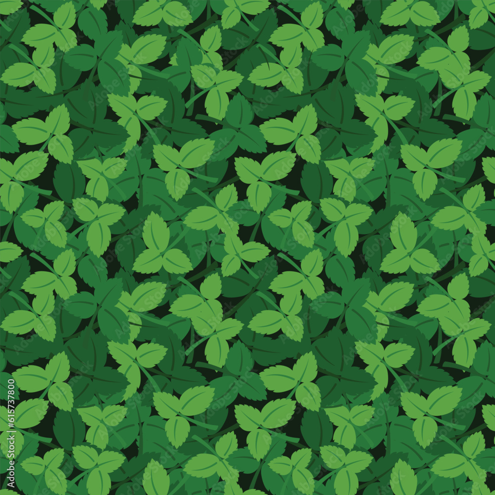 Strawberry leaves vector seamless dark pattern Strawberry leaves vector seamless dark pattern