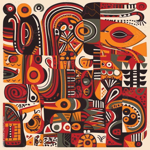 Abstract pattern in native African style. Vector illustration. Traditional African abstract painting