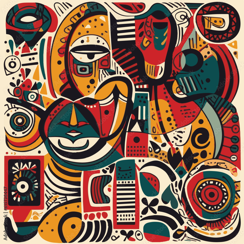 Fototapeta premium Abstract pattern in native African style. Vector illustration. Traditional African abstract painting