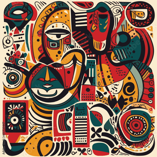 Abstract pattern in native African style. Vector illustration. Traditional African abstract painting
