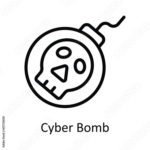 Cyber Bomb Vector  outline Icon Design illustration. Cyber security  Symbol on White background EPS 10 File