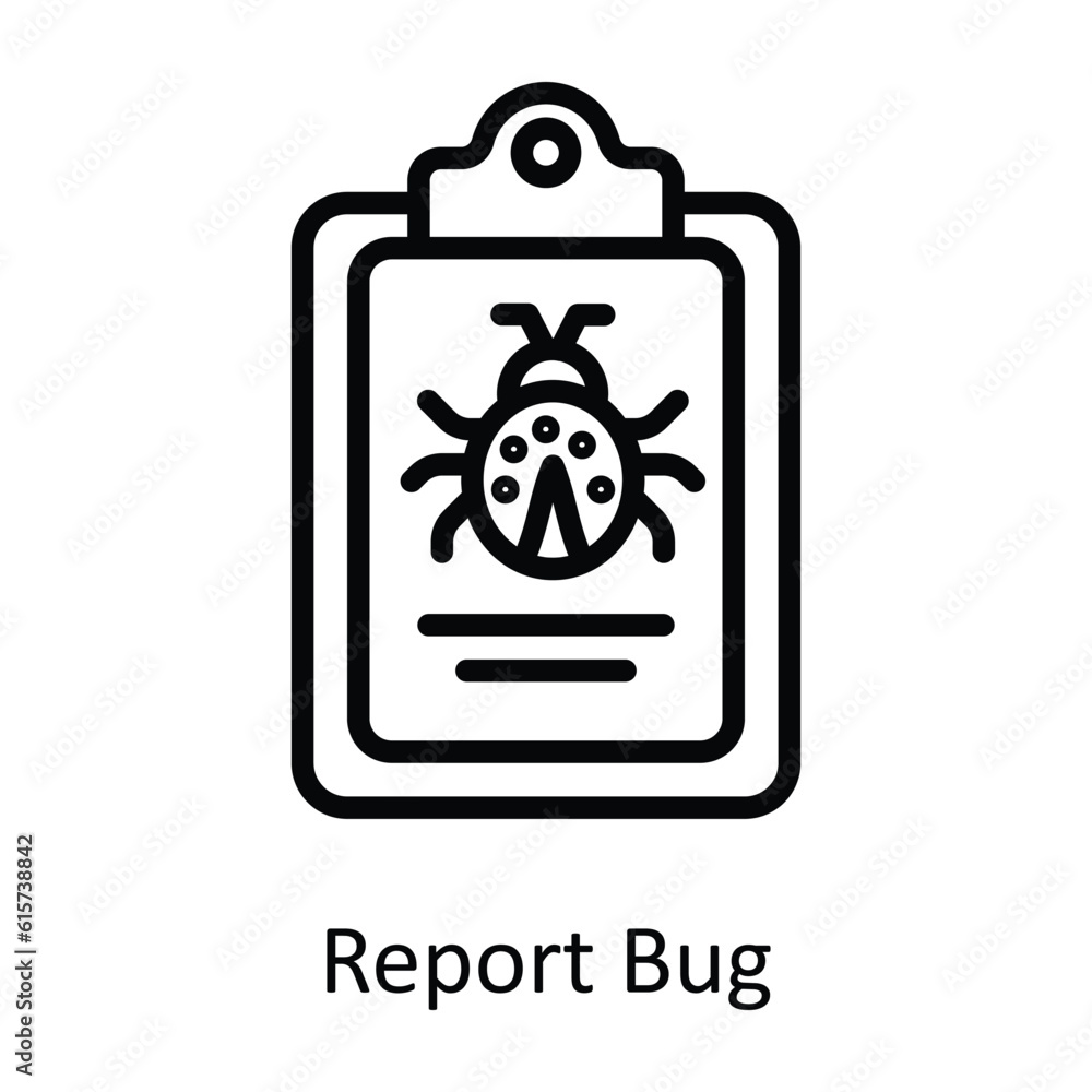 Report Bug Vector outline Icon Design illustration. Cyber security Symbol on White background EPS 10 File Report Bug Vector outline Icon Design illustration. Cyber security Symbol on White background EPS 10 File