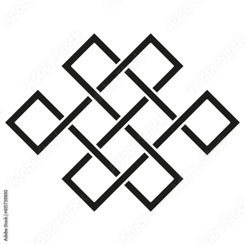 Endless Knot Tibet, Eternal. Buddhism and Spirituality. Vector illustration. stock image.