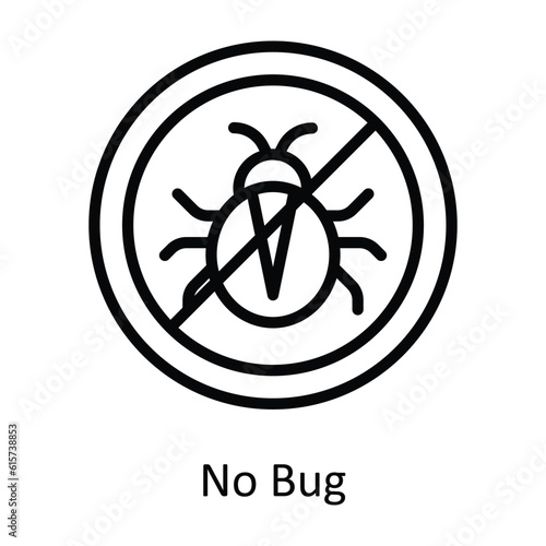 No Bug Vector  outline Icon Design illustration. Cyber security  Symbol on White background EPS 10 File