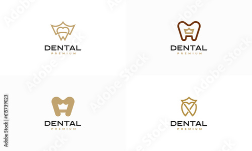 Set of Dental King logo designs concept vector, Luxury Dental Health logo symbol
