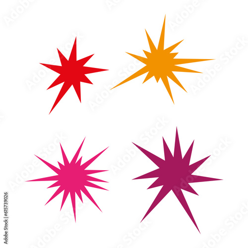 Abstract spiky shape set. Vector illustration. stock image.