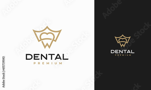 Dental King logo designs concept vector, Luxury Dental Health logo symbol
