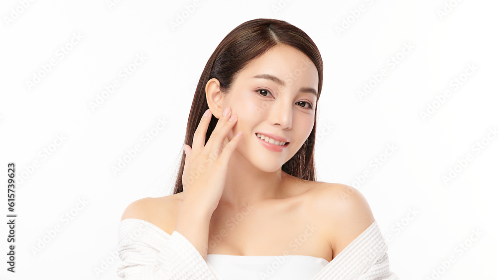 Beautiful young asian woman with clean fresh skin on white background, Face care, Facial treatment, Cosmetology, beauty and spa, Asian women portrait. Beautiful young asian woman with clean fresh skin on white background, Face care, Facial treatment, Cosmetology, beauty and spa, Asian women portrait.