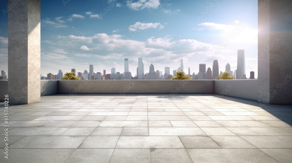 Concrete floor and city view