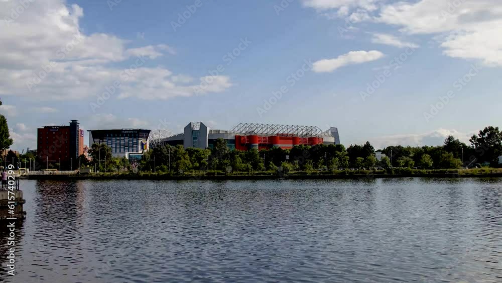 4k timelapse of Old Trafford stadium at Salford Quays in Manchester, UK 4k timelapse of Old Trafford stadium at Salford Quays in Manchester, UK