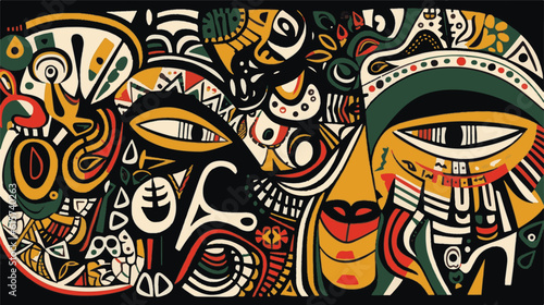 Abstract pattern in native African style. Vector illustration. Traditional African abstract painting