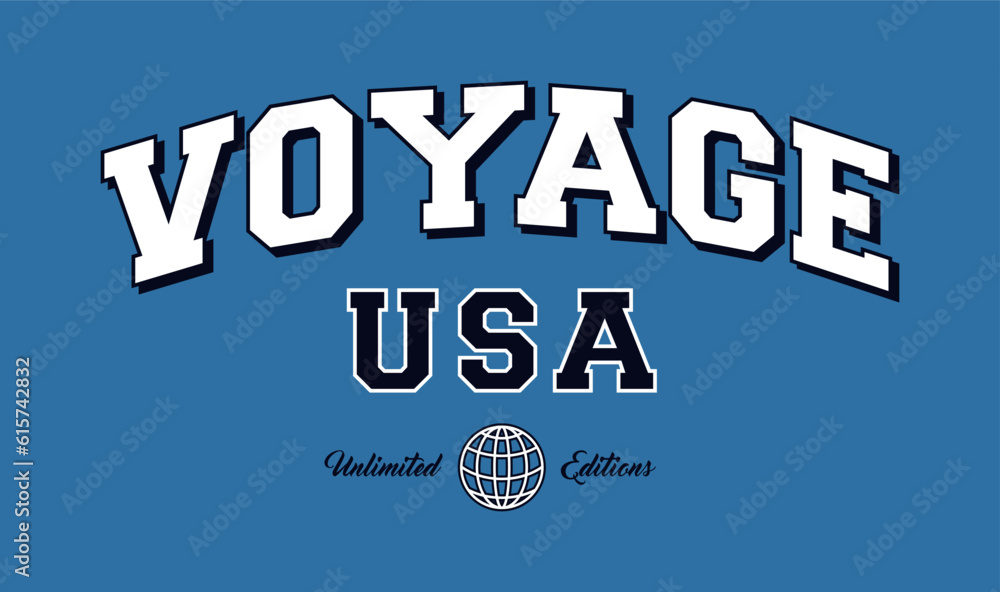 Vintage typography college varsity voyage for graphic tee t shirt and sweatshirt . - obrazy, fototapety, plakaty 