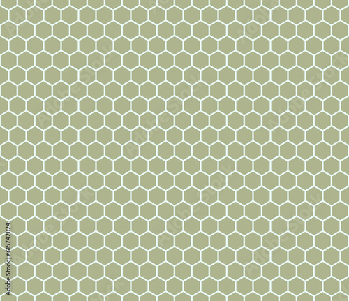 Seamless green honeycomb pattern. Endless honey comb hexagon pattern.