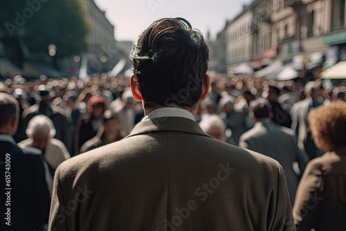 Business in the city. Crowded streets. Businessman in suits walking on background © Thares2020