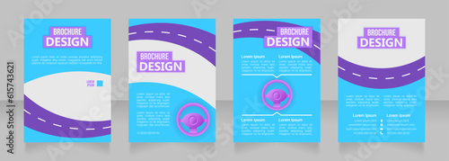 Private driver classes blank brochure design. Template set with copy space for text. Premade corporate reports collection. Editable 4 paper pages. Bebas Neue, Ebrima, Roboto Light fonts used