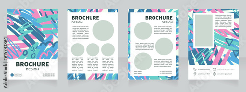 Art technique skills development blank brochure design. Template set with copy space for text. Premade corporate reports collection. Editable 4 paper pages. Source Sans, Myriad Pro, Arial fonts used