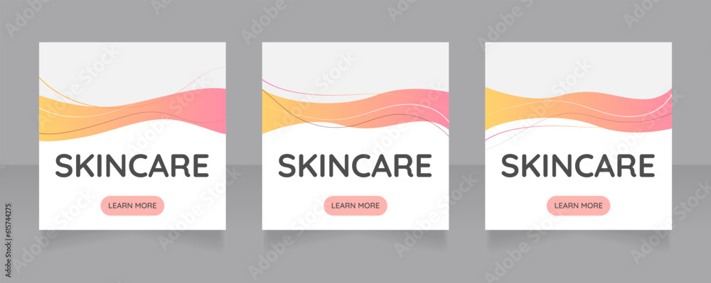 Face skin protection and treatment web banner design template. Vector flyer with text space. Advertising placard with customized copyspace. Printable poster for advertising. Quicksand font used