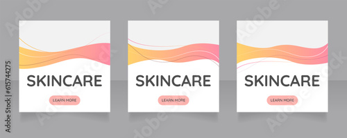 Face skin protection and treatment web banner design template. Vector flyer with text space. Advertising placard with customized copyspace. Printable poster for advertising. Quicksand font used