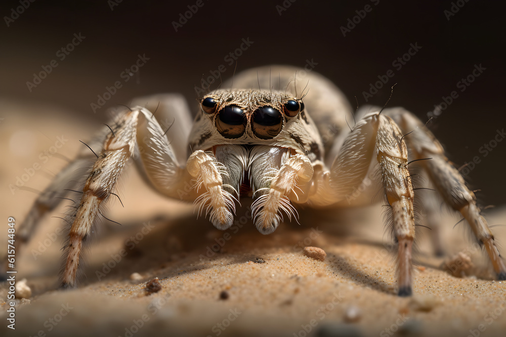 Six-Eyed Spider, macro. Generative AI Six-Eyed Spider, macro. Generative AI