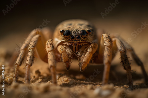 Six-Eyed Spider, macro. Generative AI