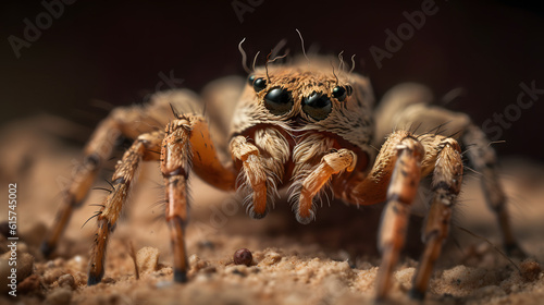 Six-Eyed Spider, macro. Generative AI