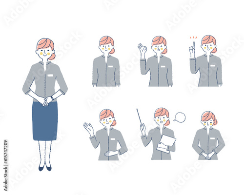 案内係の女性の表情　バリーエーションセット