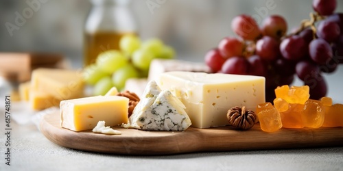 Cheeses of various European types.