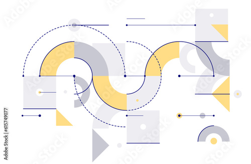 Abstract vector geometric background in tech mechanical engineering blueprint style, digital system wallpaper, technology mechanism dynamic draw.